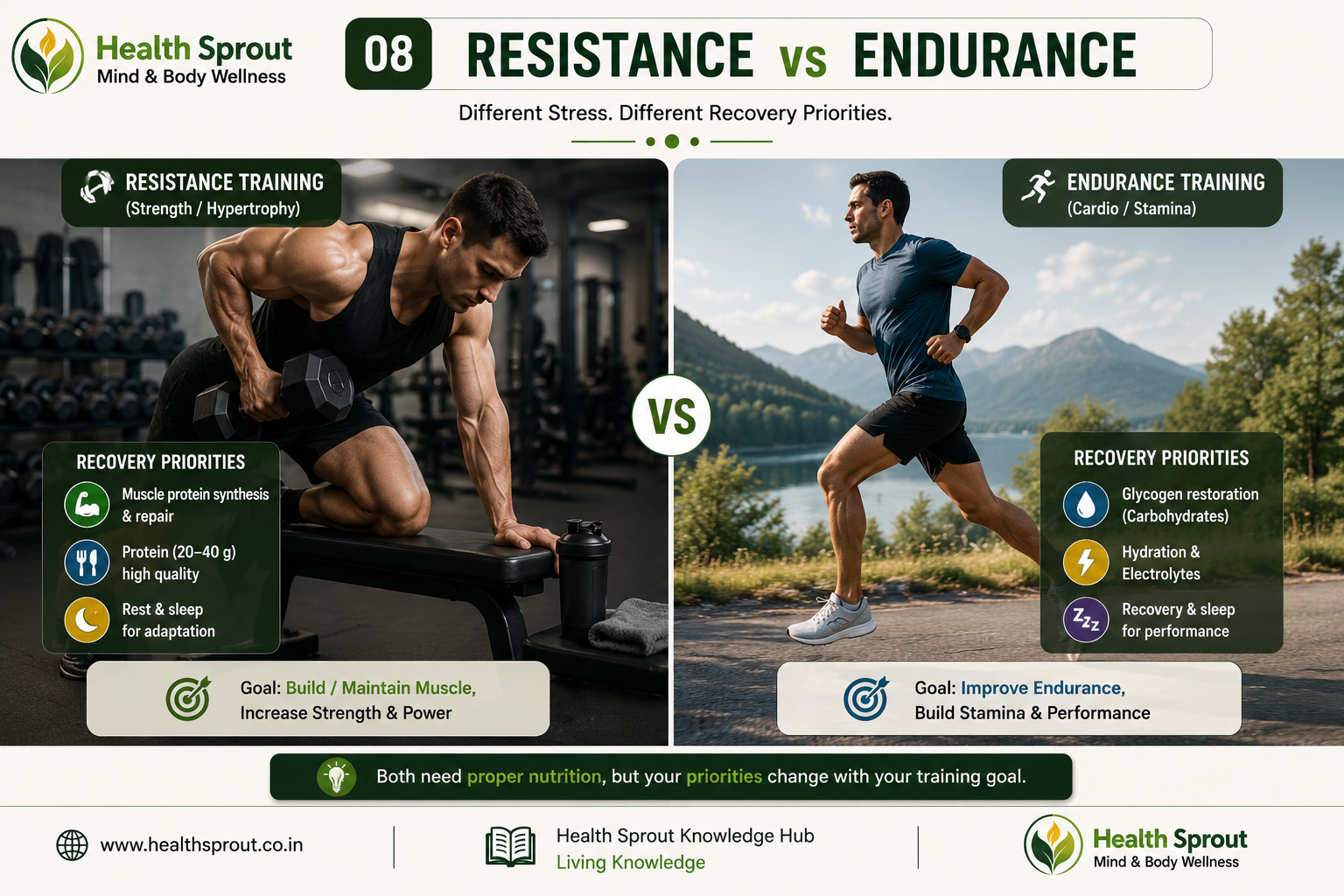 Resistance training versus endurance recovery priorities