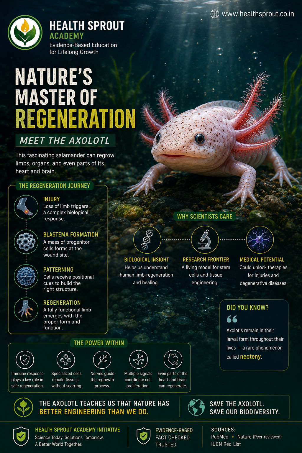 The Animal That Can Rebuild Itself: Meet the Axolotl — Health Sprout Academy