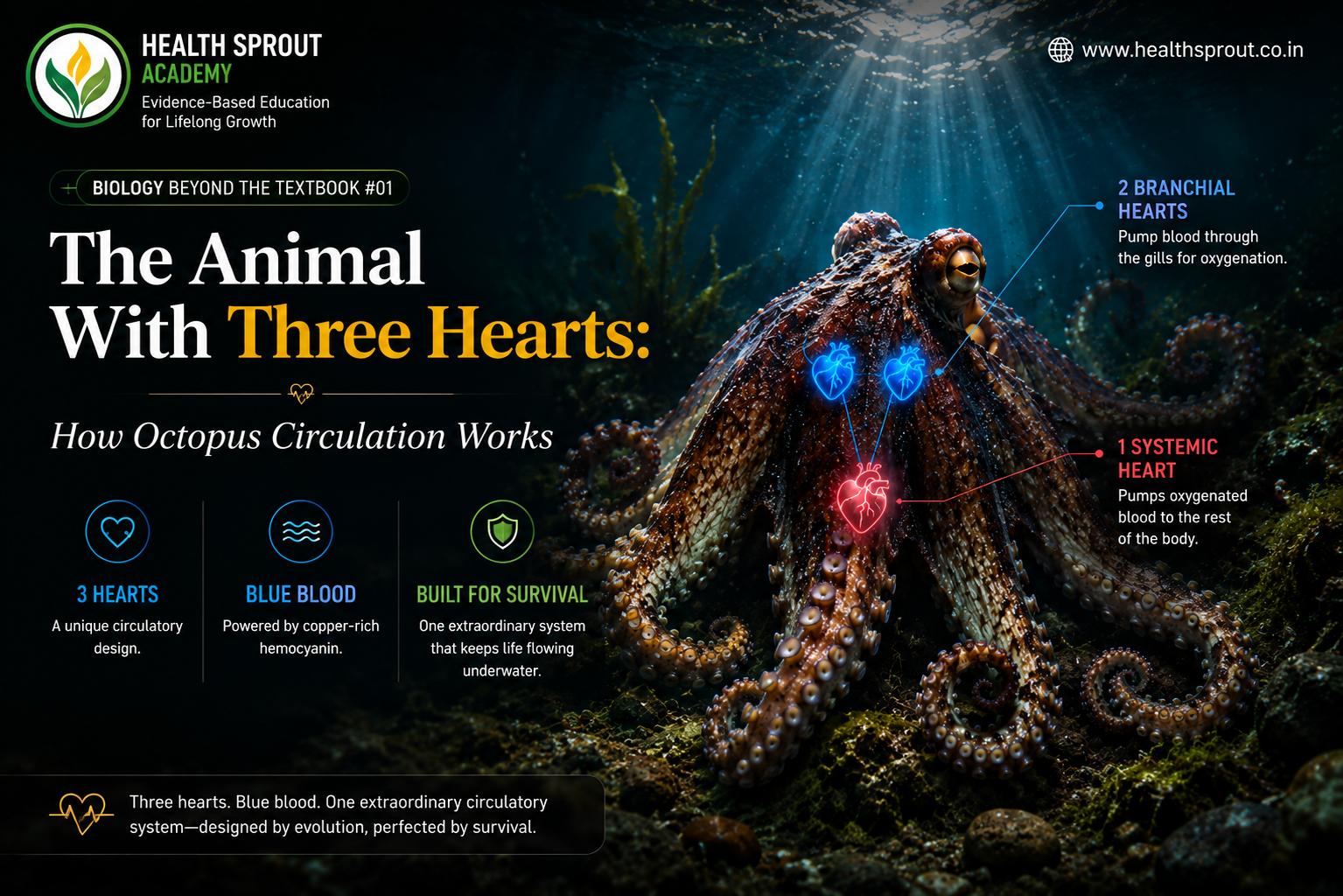 Health Sprout Knowledge Hub &mdash; The Animal With Three Hearts: How Octopus Circulation Works