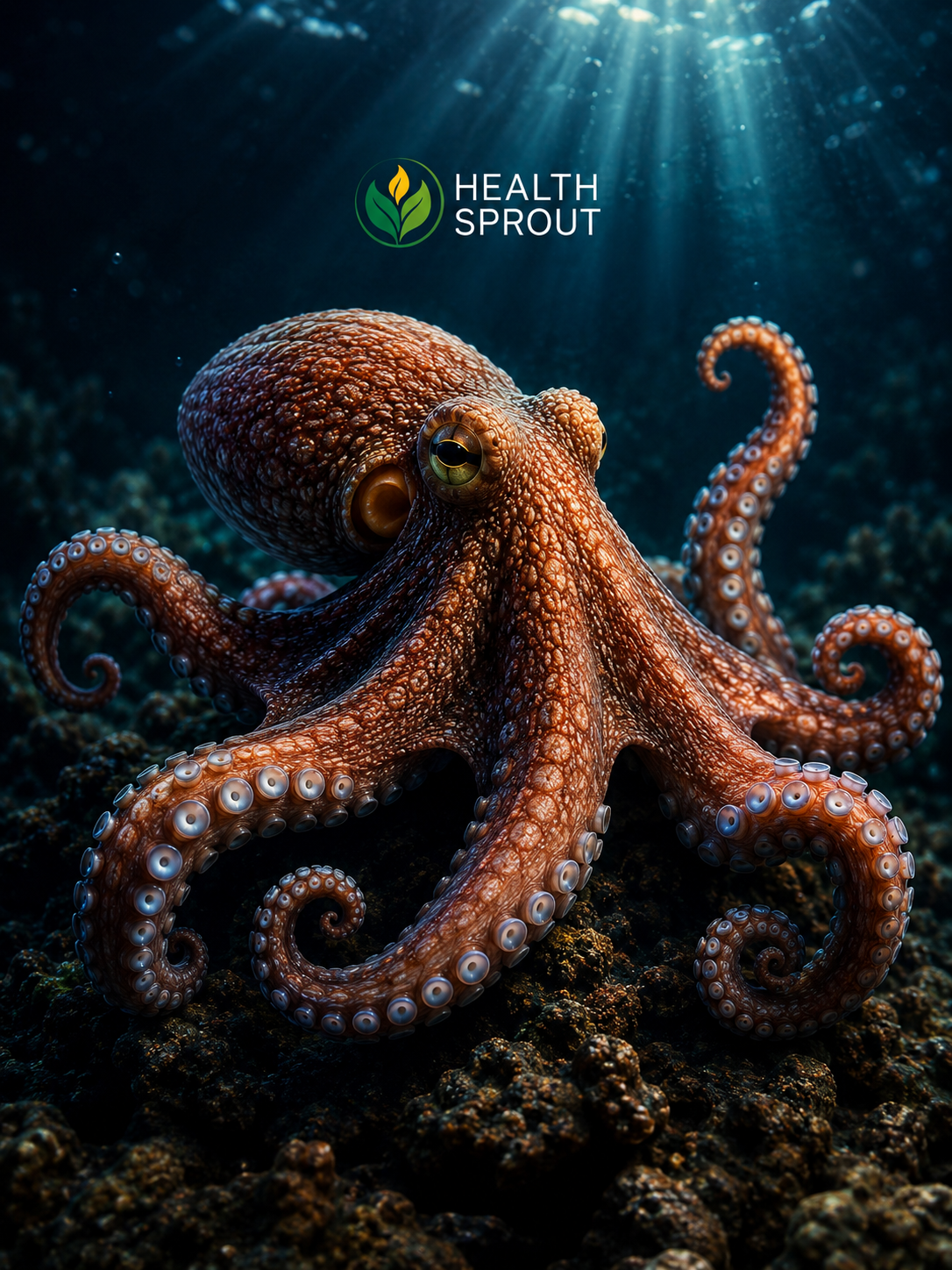 Octopus swimming physiology visual explaining blue blood and the systemic heart phenomenon