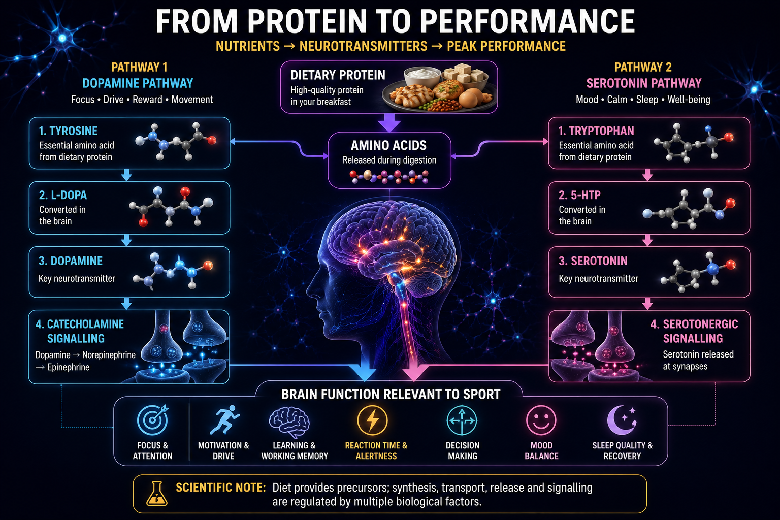 Protein digestion amino acids and muscle protein turnover pathway with muscle fibres