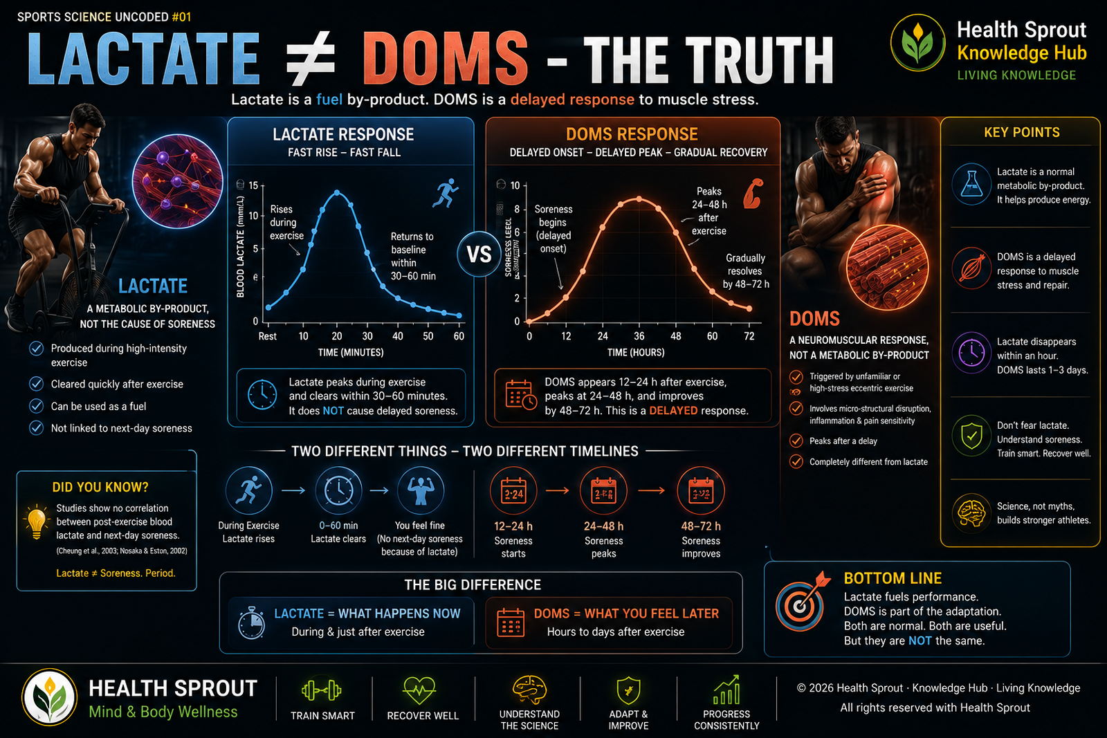 Conceptual comparison of lactate and DOMS time courses